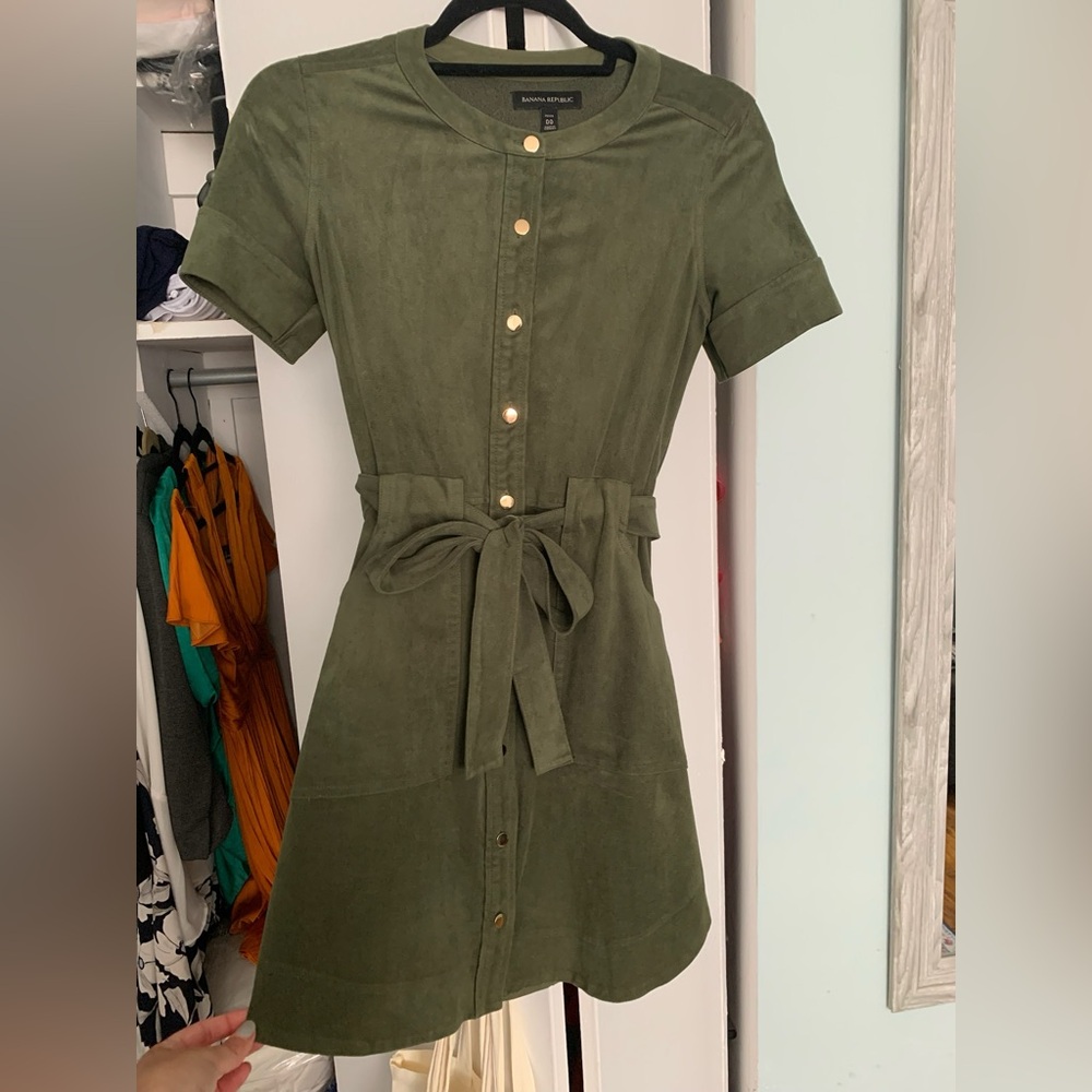 Banana Republic Suede Olive Dress with Belt
